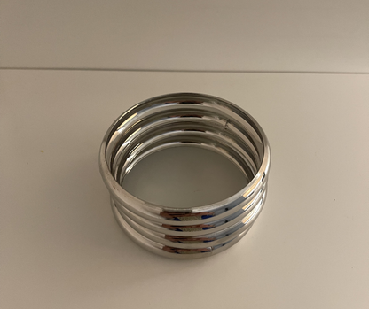 SILVER 4PC THICK BANGLES SET