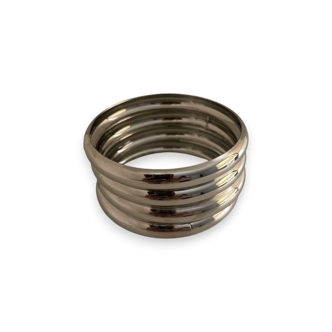 SILVER 4PC THICK BANGLES SET
