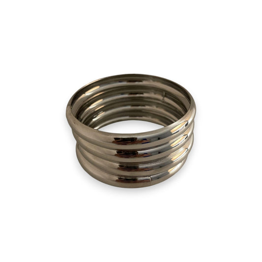 SILVER 4PC THICK BANGLES SET
